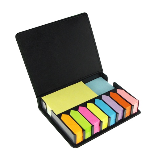 [N13-08] Set De Notas Adhesivas De Pu Negro -[N13]d