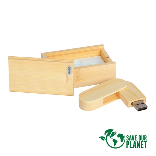 [B100-12] Usb Pendrive 64GB De Bamboo -[B100]d