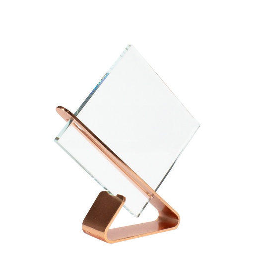 [A86-44] Trofeo Galvano Encobrizado De Cristal "Claim" -[A86]d