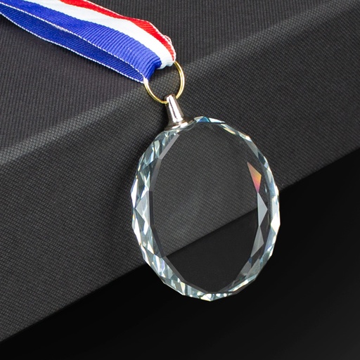 [A70-00] Medalla Cristal "Diamond" Con Cinta Tricolor -[A70]d