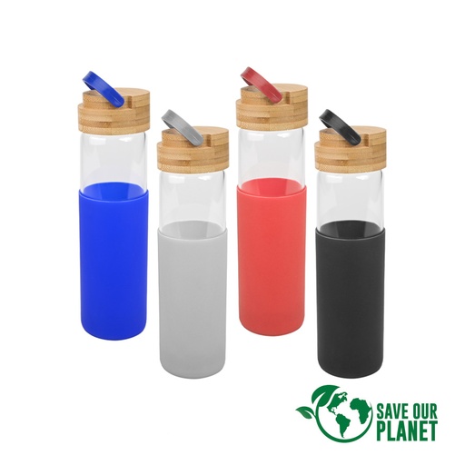 [M57] Botella De Vidrio Con Funda De Silicona 600CC -[M57]d