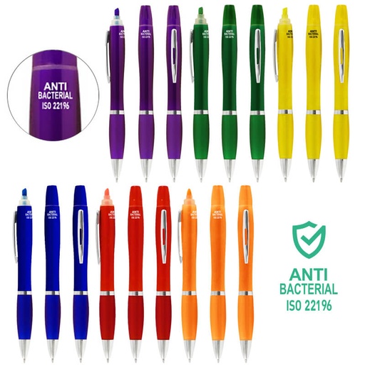 [CO30] Bolígrafo Lápiz Plástico Anti-Bacterial + Destacador -[CO30]b