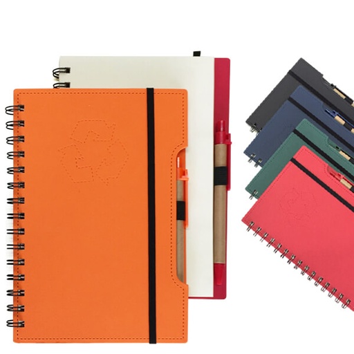 [N38] Set Cuaderno - Libreta Tapa Cartón Compost + Bolígrafo -[N38]b