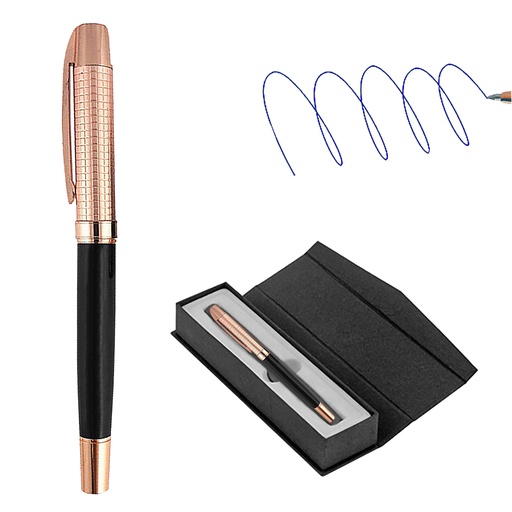 [601060194] Bolígrafo Roller Metálico Con Estuche L76+B Encobrizado/Negro -[601060194]b