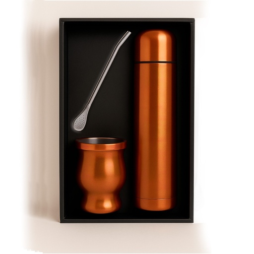[601063376] Set De Mate Color Encobrizado Con Bolso MAT04 -[601063376]b