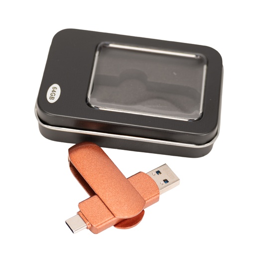 Pendrive Giro Encobrizado Otg Usb 3.0 / Type C, 64GB -[U13]d