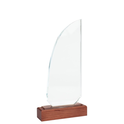 Trofeo Galvano De Madera Y Cristal "Sail" -[A85]d