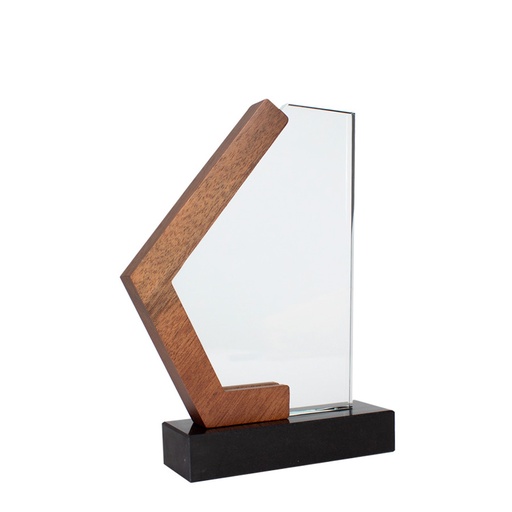 Trofeo Galvano De Madera, Mármol Y Cristal "Mercx" -[A82]d