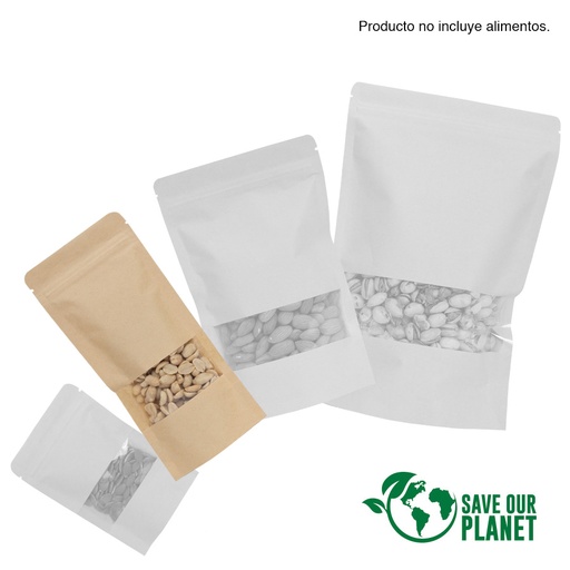 Bolsa Doypack 250ML De Papel Kraft, Para Alimentos -[F16]d