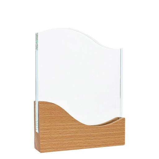 Trofeo Galvano De Madera Y Cristal "Wave" -[A74]d