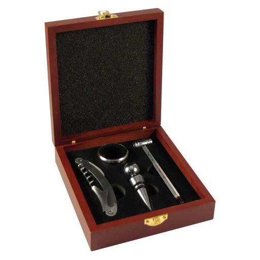 Set De Vino En Caja De Madera -[W9]d
