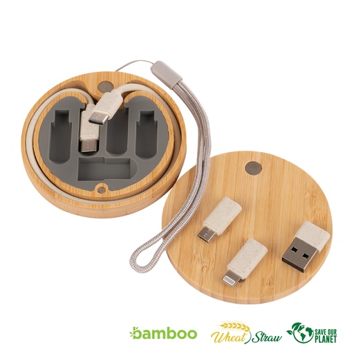 Connect Multicargador 6 En 1 De Bamboo Y Trigo. -[B86]d