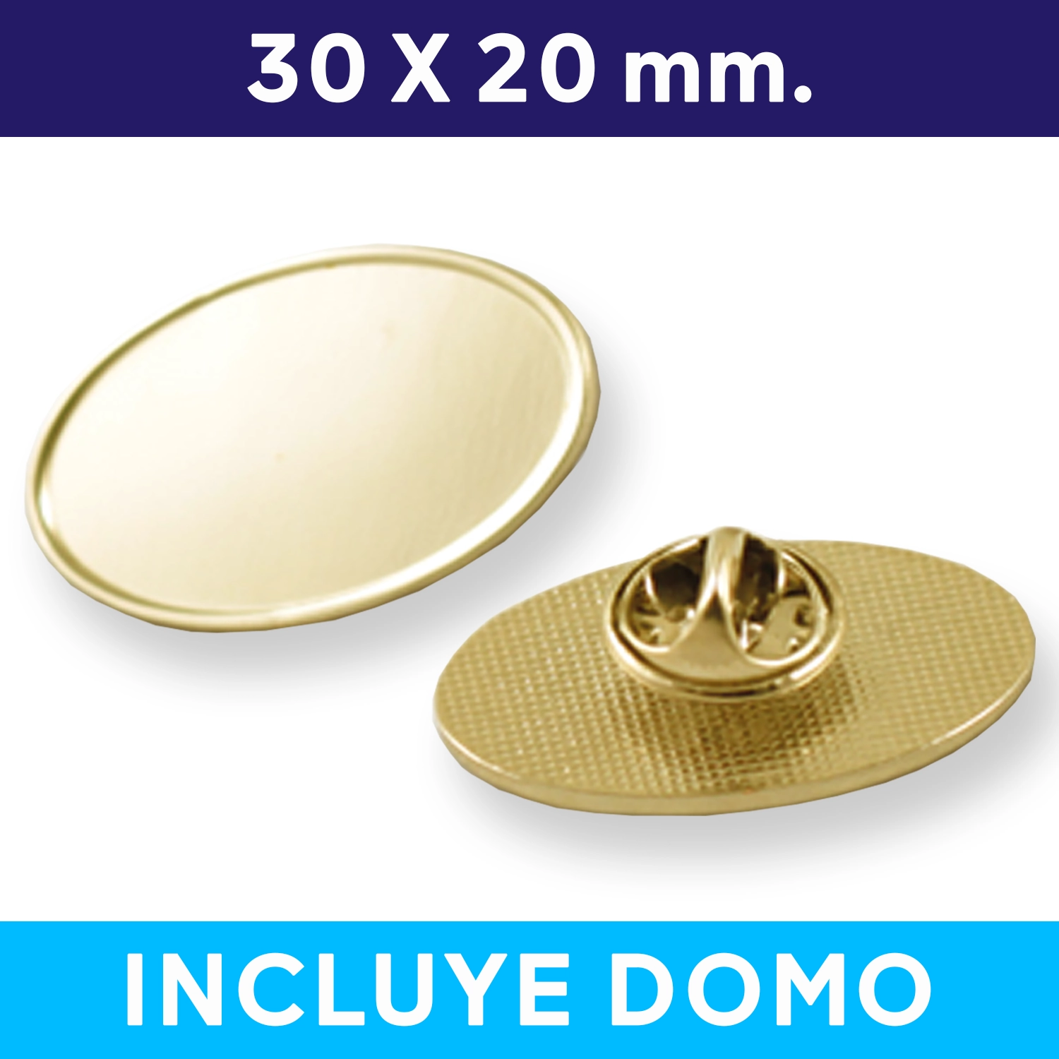 [591080114] Piocha Con Domo Ovalado Dorado OVA01 (Pins) -[591080114]b
