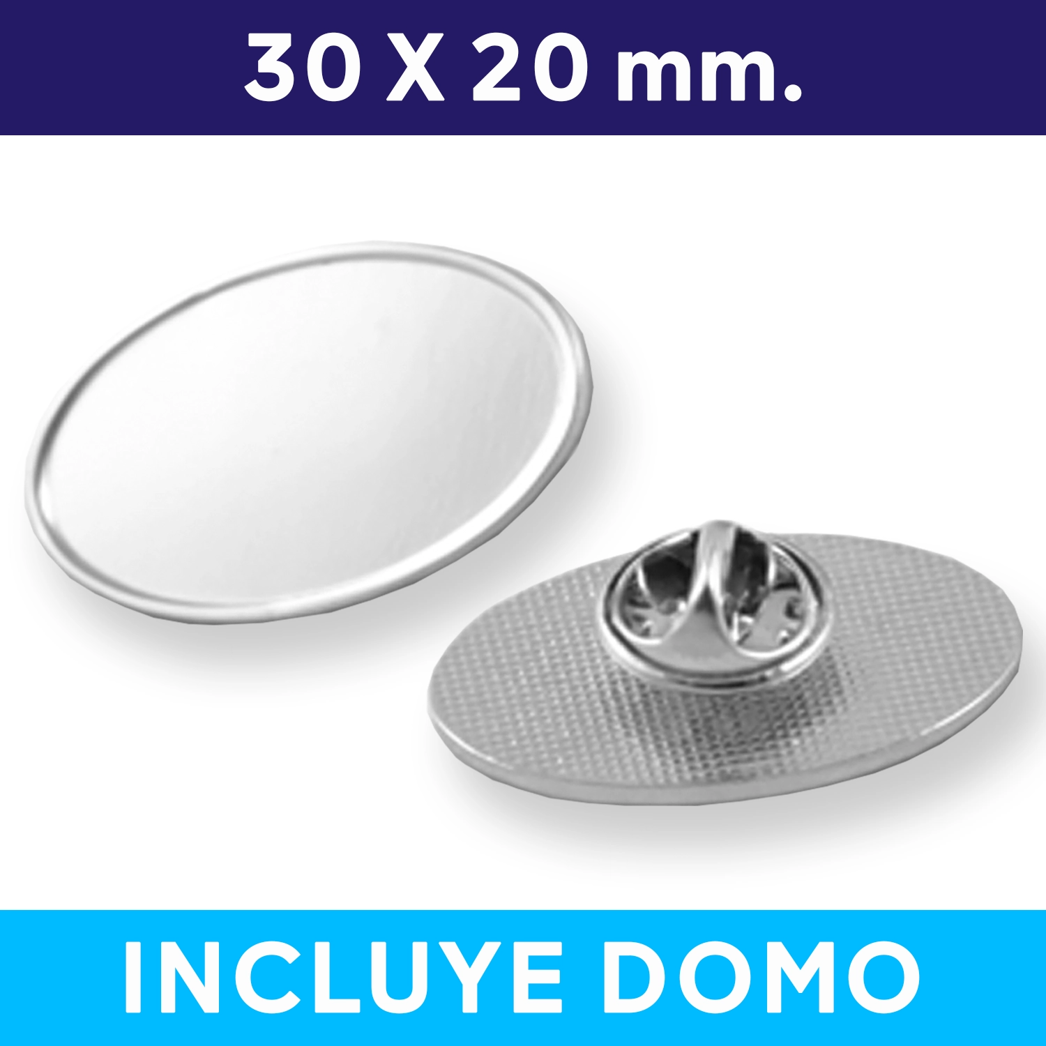 [591080116] Piocha Con Domo Ovalado Plateado OVA01 (Pins) -[591080116]b