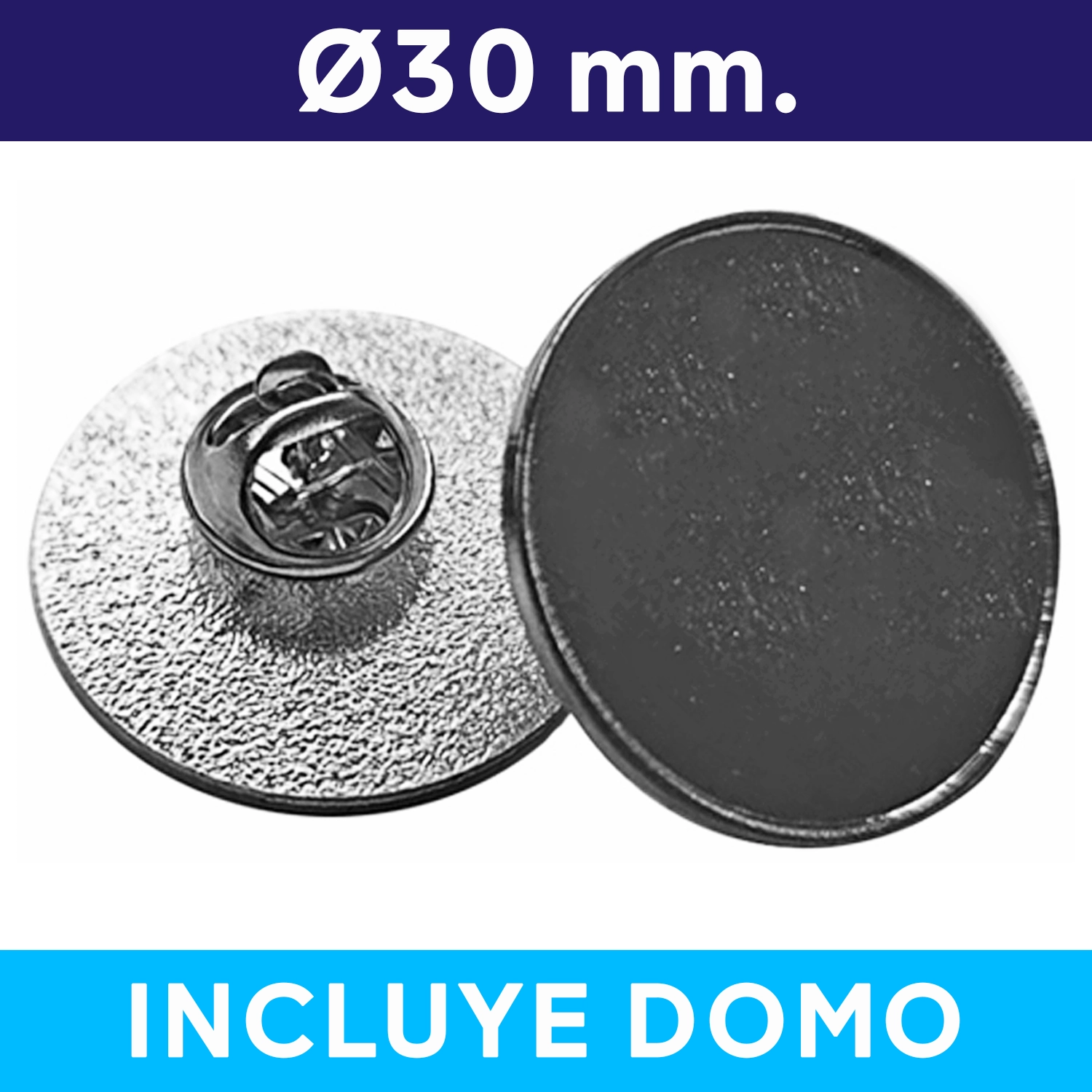 [591080119] Piocha Con Domo Broche Redondo 30MM Plateado (Pins) -[591080119]b