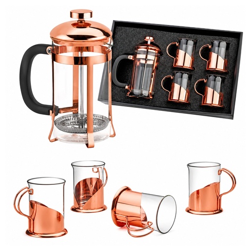 [601063388] Set De Cafetera Francesa Y Tazas Encobrizado M96 -[601063388]b